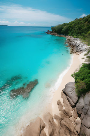 Beautiful tropical beach with turquoise water and granite rocks. Seychellesの素材