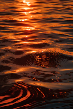 Water ripples in the sea at sunset, close-up.の素材