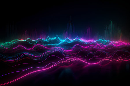Abstract technology background with equalizer and sound wave. Vector illustration.の素材