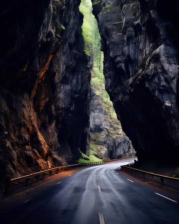 Road in the mountains of the Republic of Adygea.の素材
