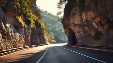 Asphalt road in the mountains. The concept of travel and tourismの素材
