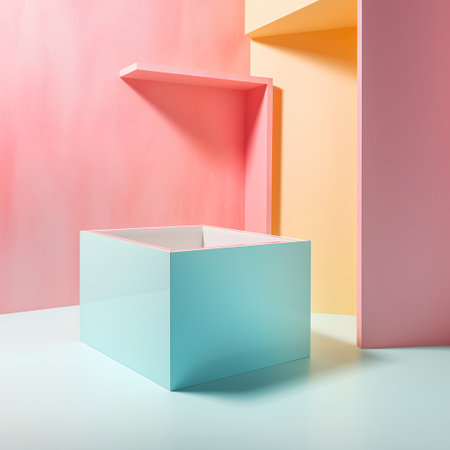 Minimalist geometrical abstract background, pastel colors, 3d renderの素材