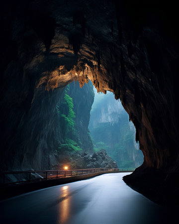 Beautiful view of the cave with light in the morning,Thailandの素材