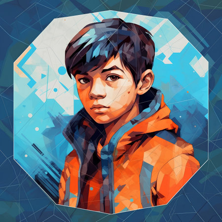 Portrait of a young man in a winter jacket. Vector illustration.の素材