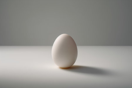 3d rendering of a white egg on a gray background with shadowの素材