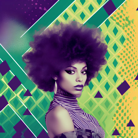 Beautiful african american woman with afro hairstyle. Retro style.の素材