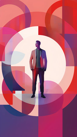 Businessman in front of a question mark. 3D illustration.の素材