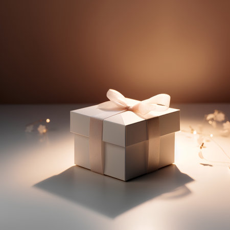 Gift box with a bow on a light background. 3d renderingの素材