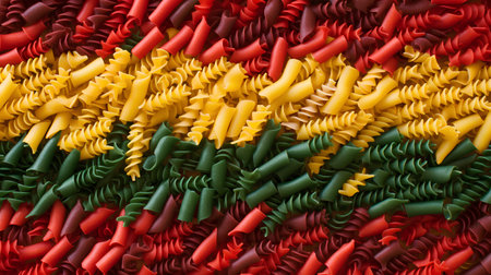 Multicolored pasta background. Close-up. Top view.の素材