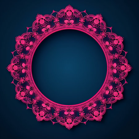 Luxury round frame with floral ornament in Victorian style. Vector illustration.の素材