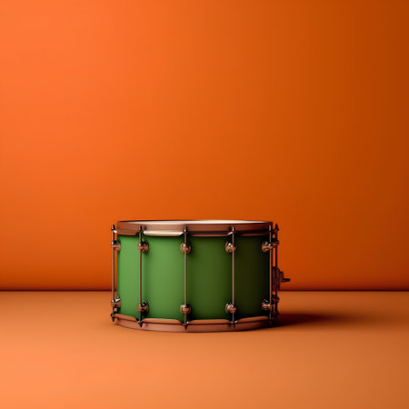 Drum on orange background. 3d render. Music concept.の素材