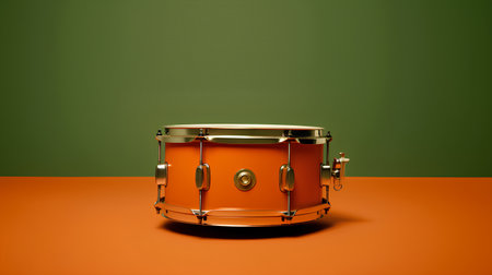 3d render of a drum set on an orange and green backgroundの素材