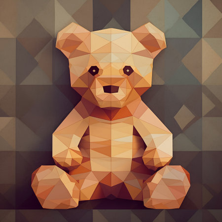Low poly teddy bear. Polygonal style. Vector illustration.の素材