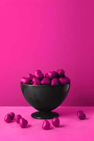 Valentine's day background with hearts in a bowl. 3d renderingの素材