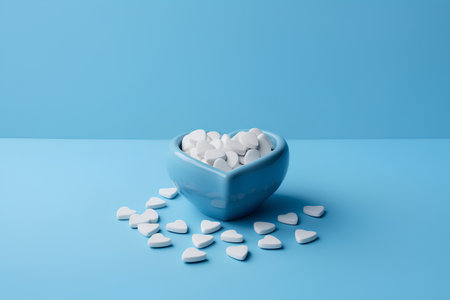 Blue heart with white hearts on a blue background. 3d renderingの素材