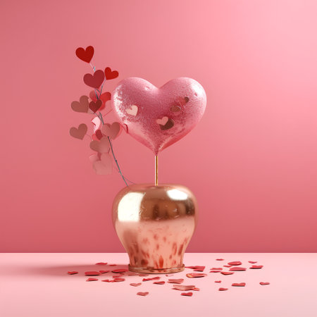 Valentine's day background with hearts in vase. 3D renderingの素材