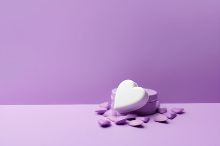Valentine's day background with hearts on purple background. 3d renderingの素材