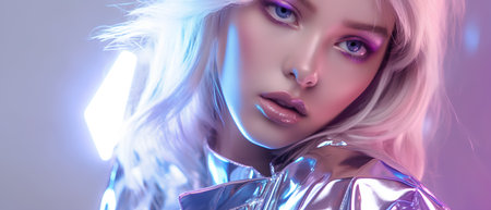 Futuristic portrait of a beautiful girl. 3d render.の素材