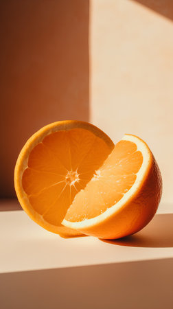 Orange slice on a light background. Minimal style. Creative concept.の素材