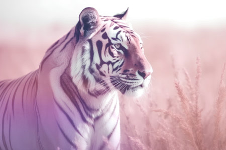 Siberian Tiger in the meadow ( Filtered image processed vintage effect. )の素材