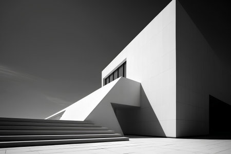 Modern architecture abstract background, black and white. 3d render illustrationの素材