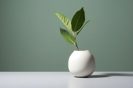 Plant in white vase on the table. 3d renderの素材
