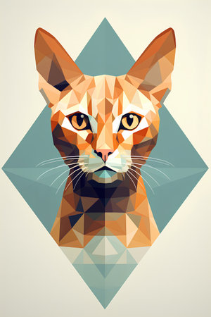 Geometric polygonal portrait of a cat. Vector illustration.の素材