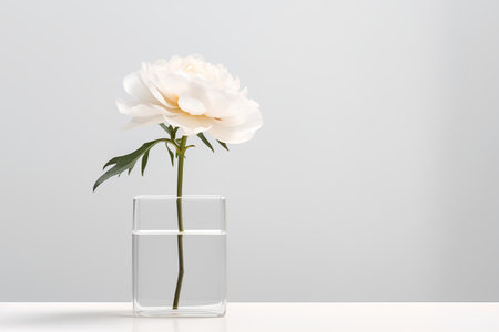 White peony in a vase on a white background. 3d renderの素材