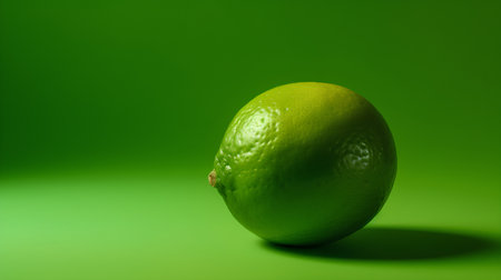Lime on a green background. Close-up. Copy space.の素材