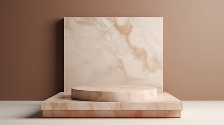 3d render of beige marble background with empty podium for product displayの素材