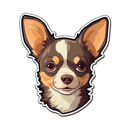 Cute chihuahua dog head sticker. Vector illustration.の素材