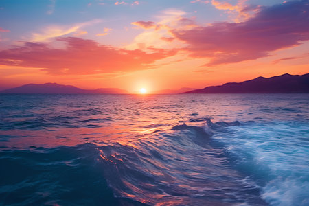 Beautiful seascape. Sunset on the sea. Nature composition.の素材