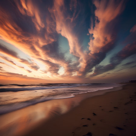 beautiful sunset over the sea. long exposure. Colorful skyの素材