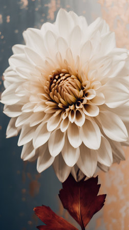 Beautiful white dahlia flower on a dark background close-upの素材