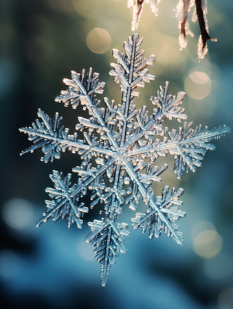 Snowflakes on a background of blue sky. Christmas background.の素材