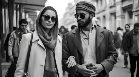 People gather outside Ferragamo fashion show building for Milan Women's Fashion Week in Milan.の素材