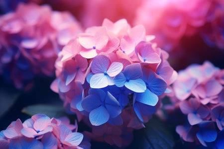Beautiful hydrangea flowers in soft color and blur styleの素材
