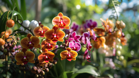 Beautiful orchid flowers blooming in the garden, stock photoの素材