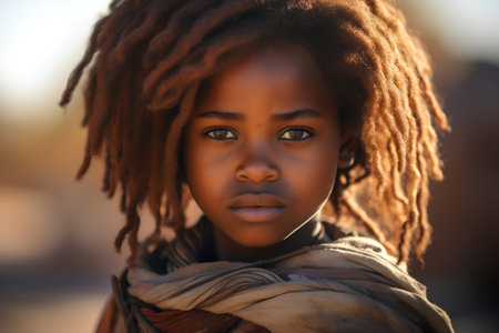 Close-up portrait of a beautiful african american woman with dreadlocks.の素材