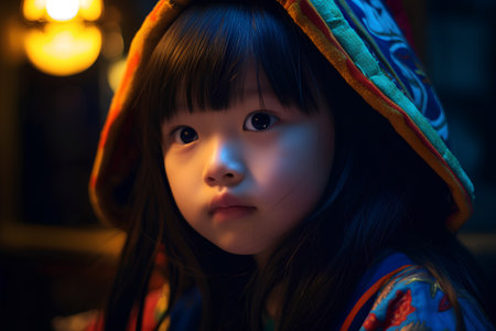 Portrait of a little girl in a traditional costume. Selective focus.の素材
