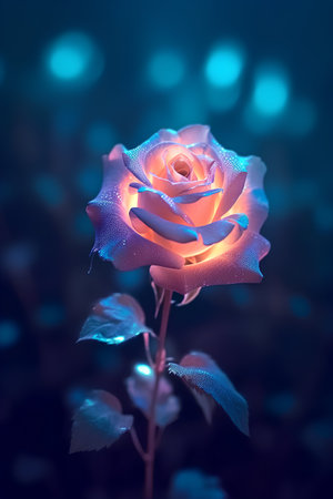 Beautiful rose on a dark background. 3d rendering, 3d illustration.の素材