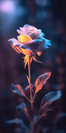Colorful rose on dark background. Floral background. Selective focus.の素材