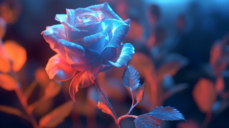 Beautiful blue rose on a dark background. Close-up.の素材