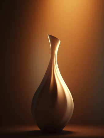 3d rendering of a brown ceramic vase on a brown backgroundの素材