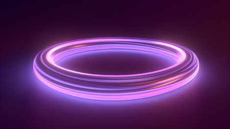 Neon ring. Vector illustration. Glowing neon ring with light effects.の素材