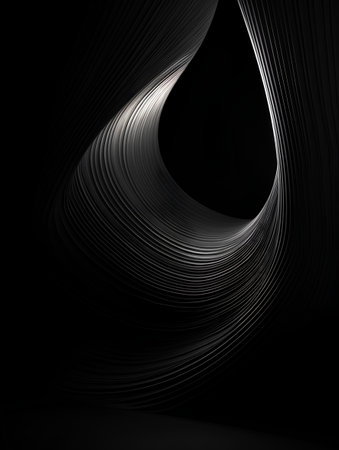 Abstract black background with wavy lines. 3d rendering, 3d illustration.の素材