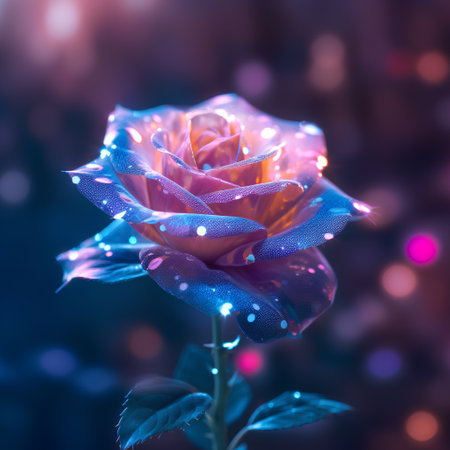 Beautiful pink rose on a bokeh background. 3d renderingの素材