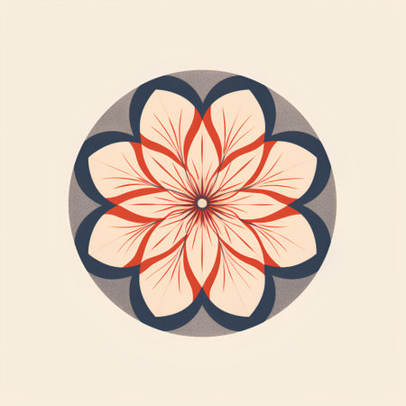 Abstract flower mandala. Decorative round element for design. Vector illustration.の素材