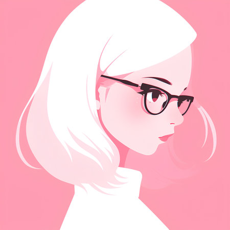 Portrait of a beautiful young woman in glasses. Vector illustration.の素材