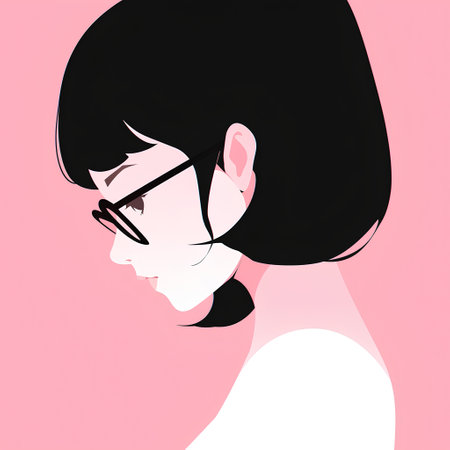 Portrait of a beautiful young woman in glasses. Vector illustration.の素材